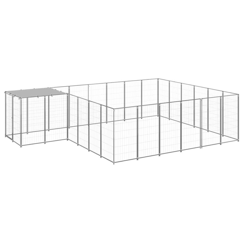 VidaXL Dog Kennel 12.1 m² Steel silver colored