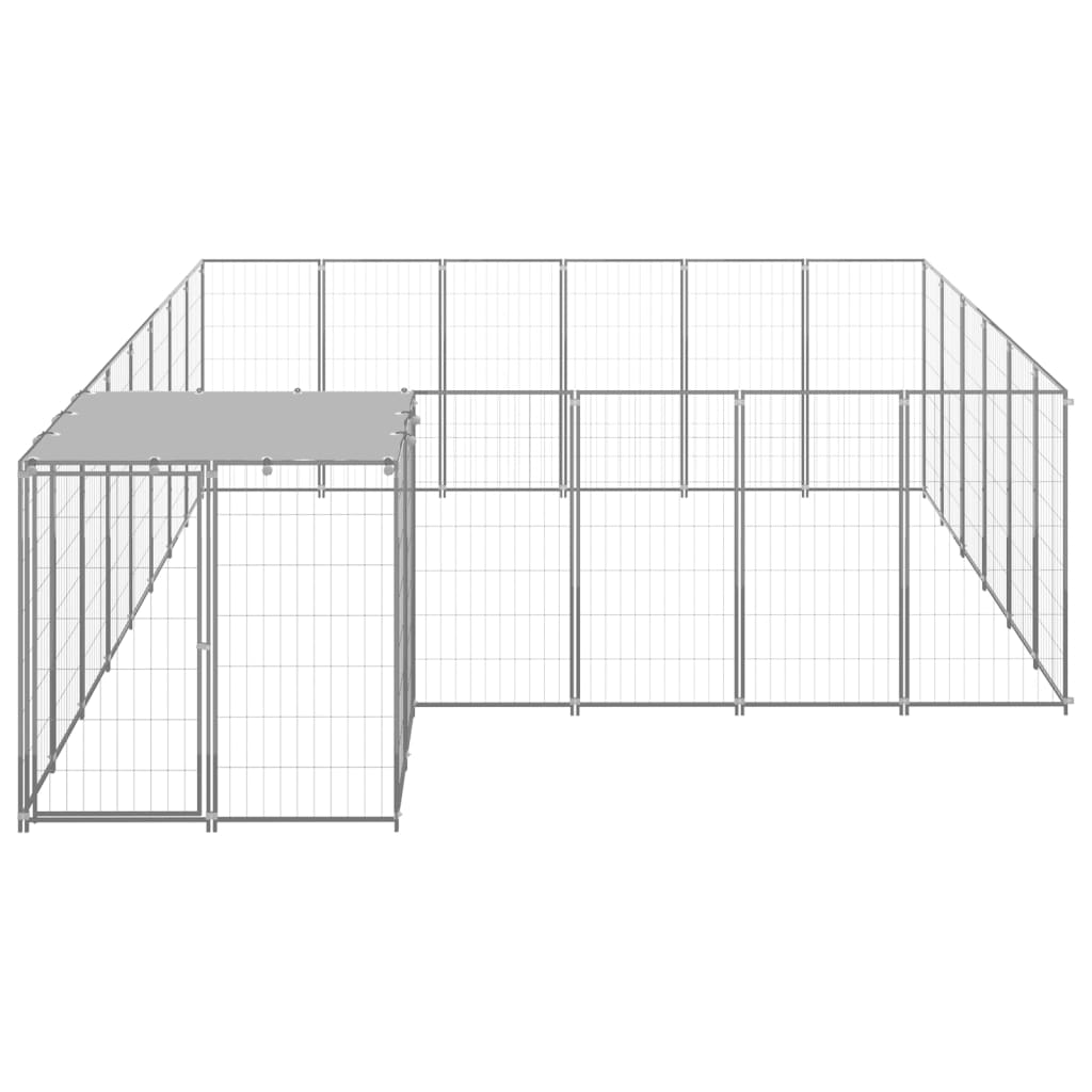 VidaXL Dog Kennel 12.1 m² Steel silver colored