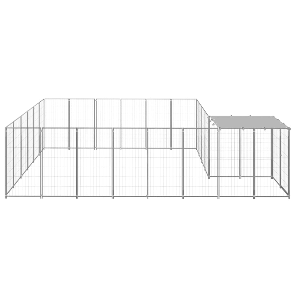 VidaXL Dog Kennel 12.1 m² Steel silver colored