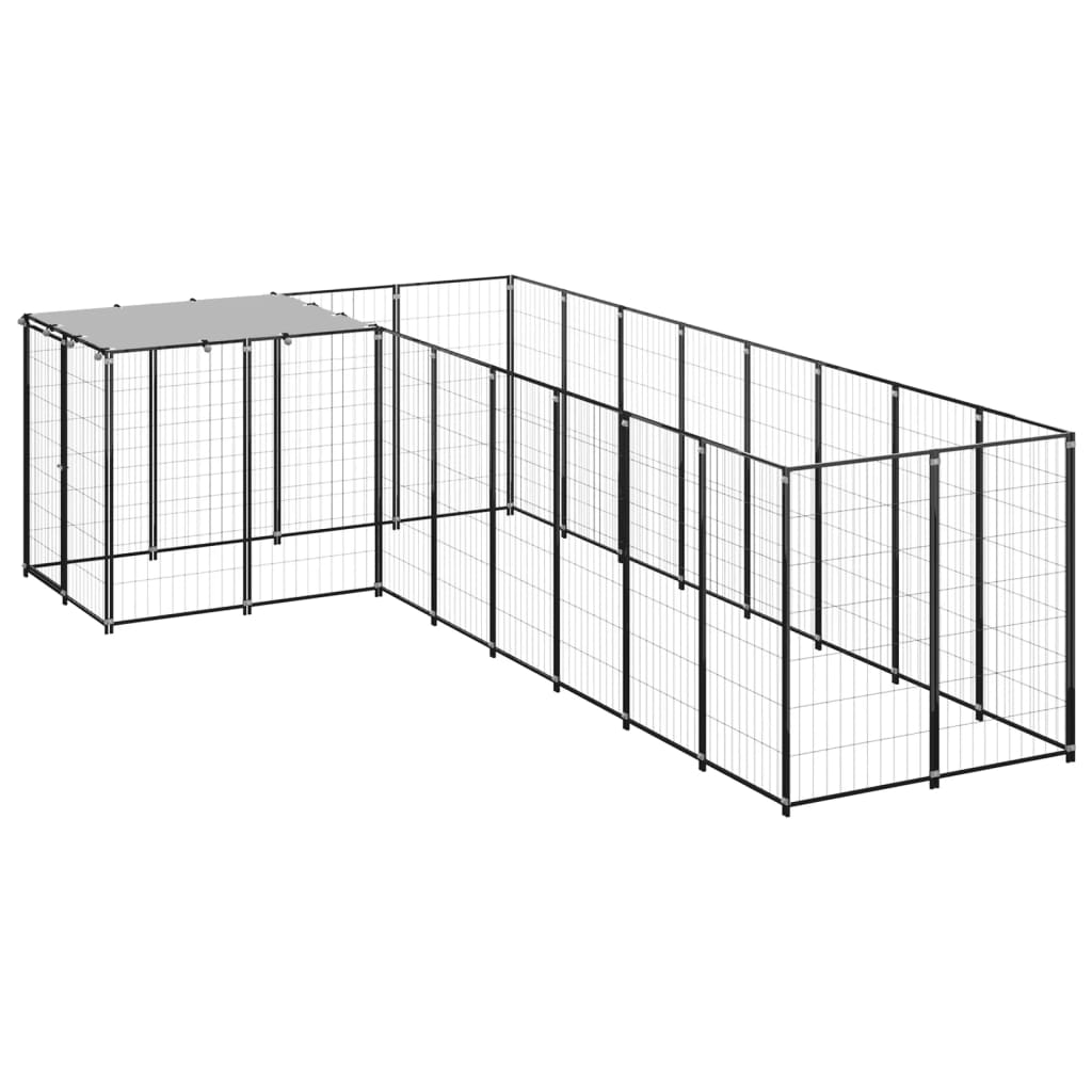 VidaXL Dog Kennel 6.05 m² Steel Black