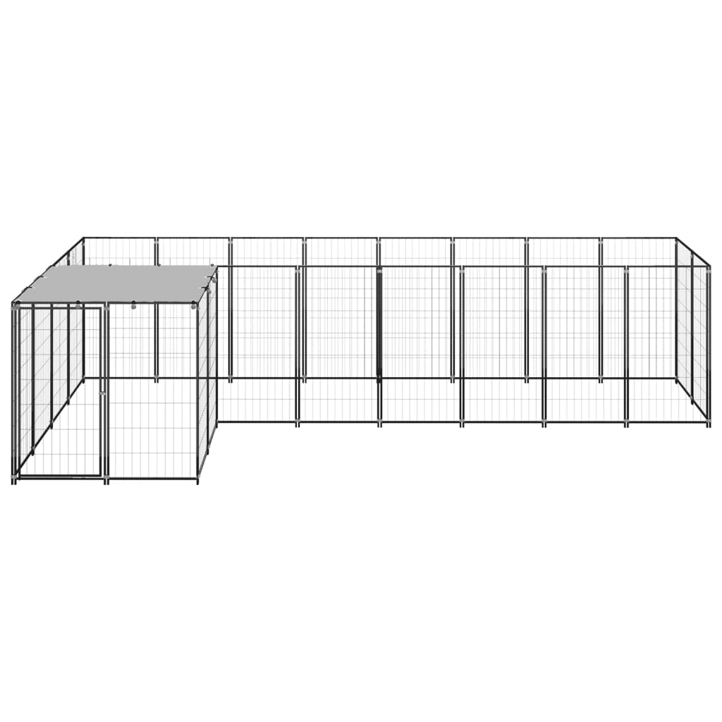 VidaXL Dog Kennel 6.05 m² Steel Black