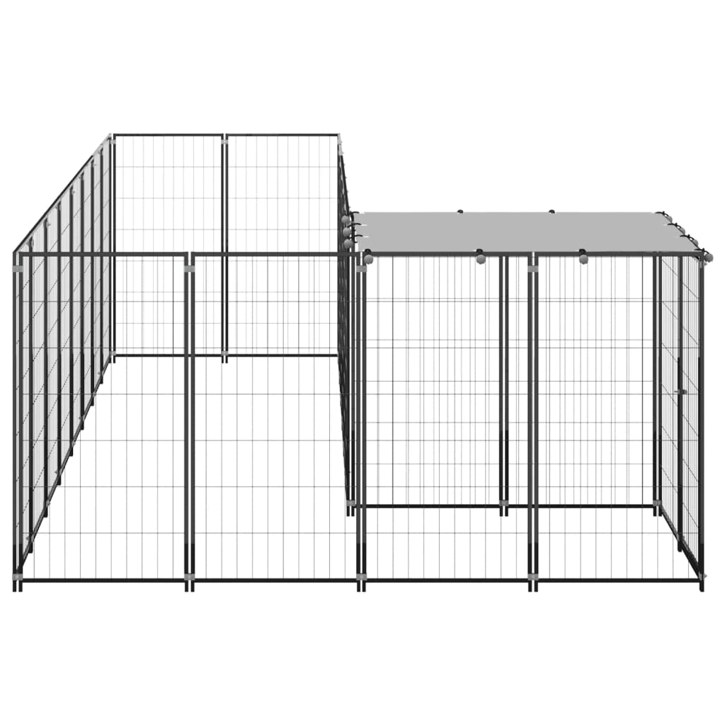 VidaXL Dog Kennel 6.05 m² Steel Black