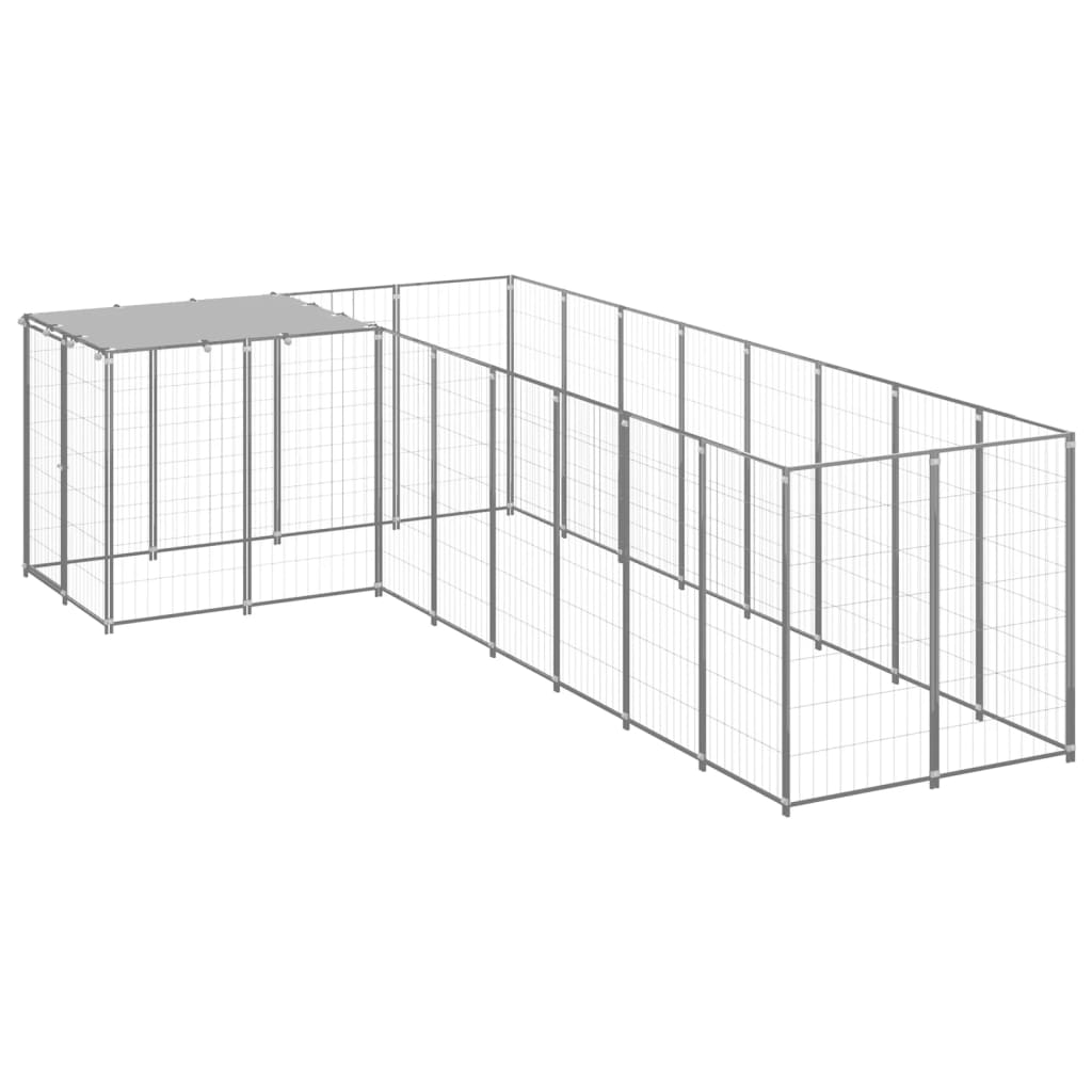 Vidaxl Dog Kennel 6.05 m² Steel silver colored