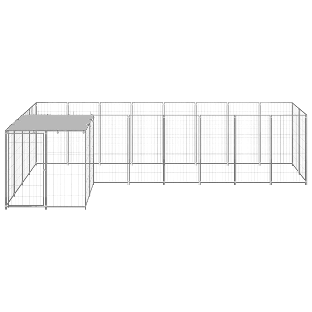 Vidaxl Dog Kennel 6.05 m² Steel silver colored