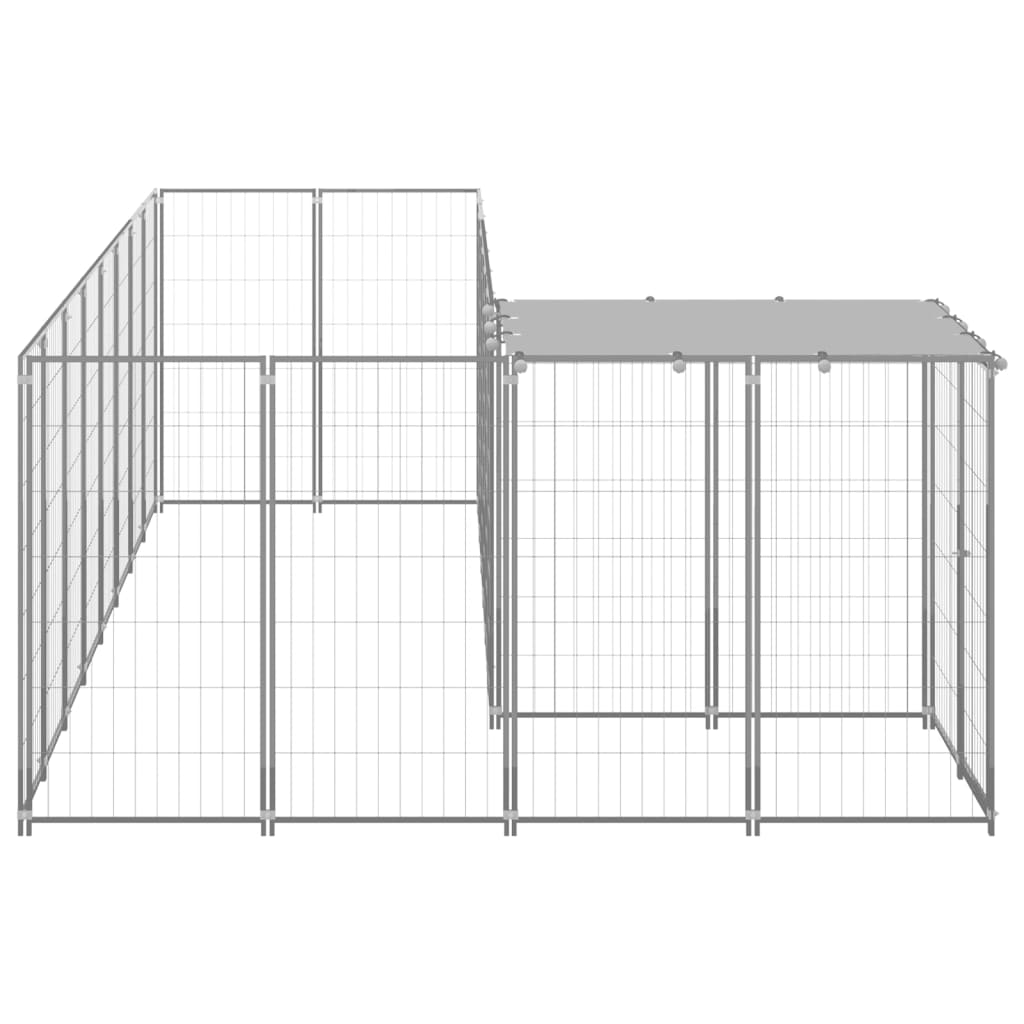 Vidaxl Dog Kennel 6.05 m² Steel silver colored