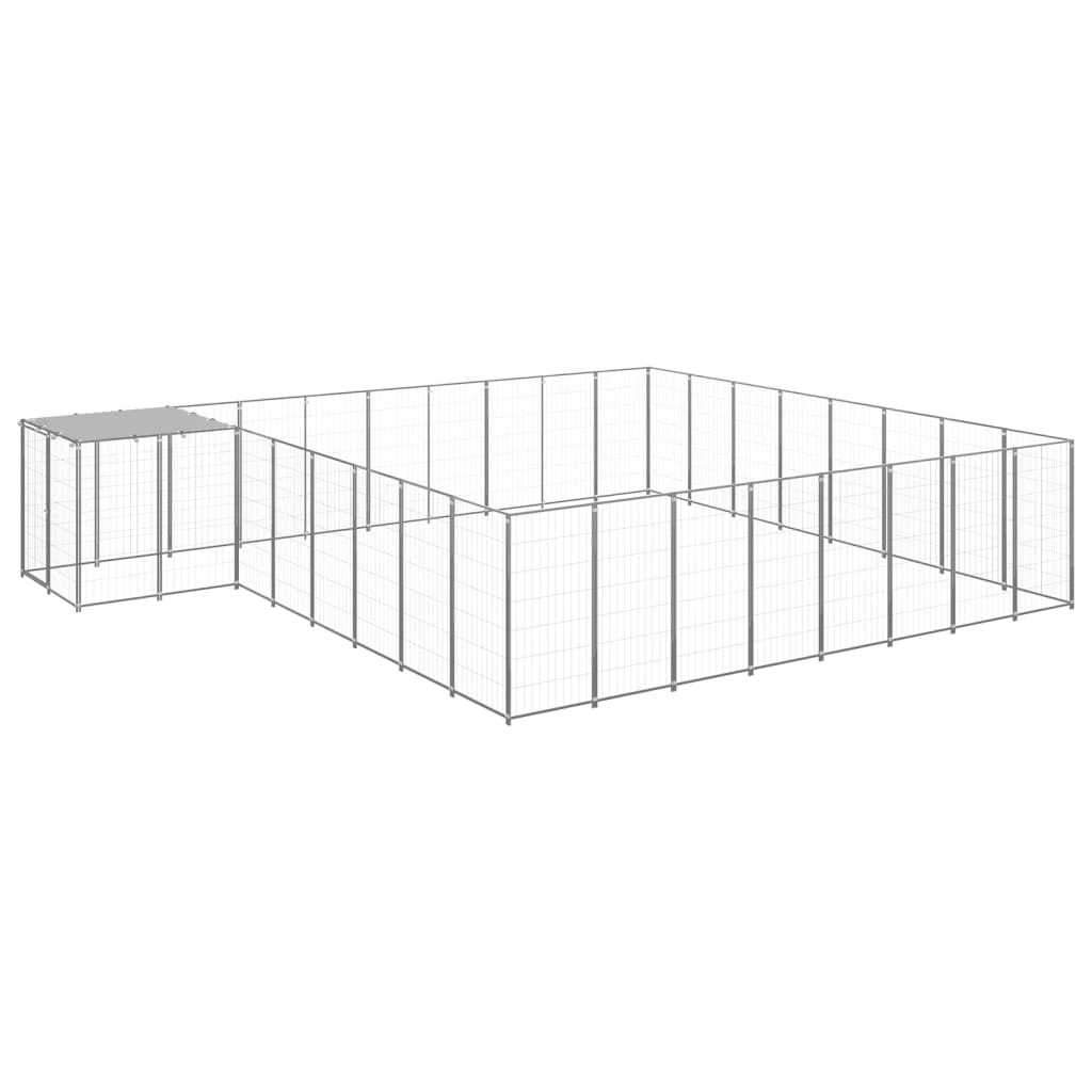 Vidaxl Dog Kennel 20,57 m² Steel Silver Colored