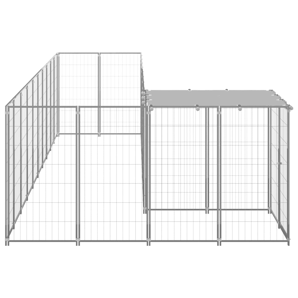 Vidaxl Dog Kennel 7.26 m² Steel silver colored