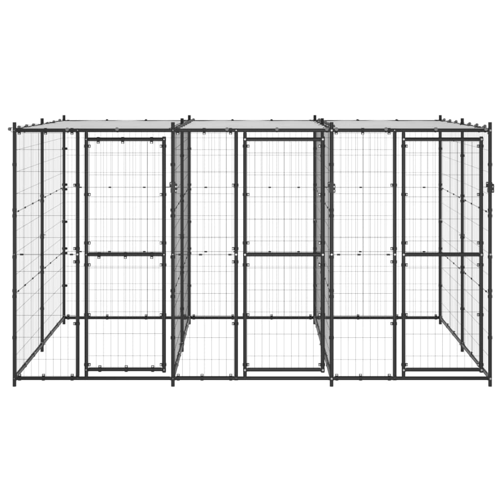 Vidaxl dog kennel with roof 7.26 m² steel