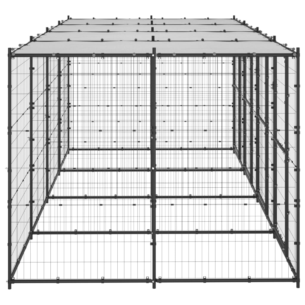 VidaXL dog kennel with roof 9.68 m² steel