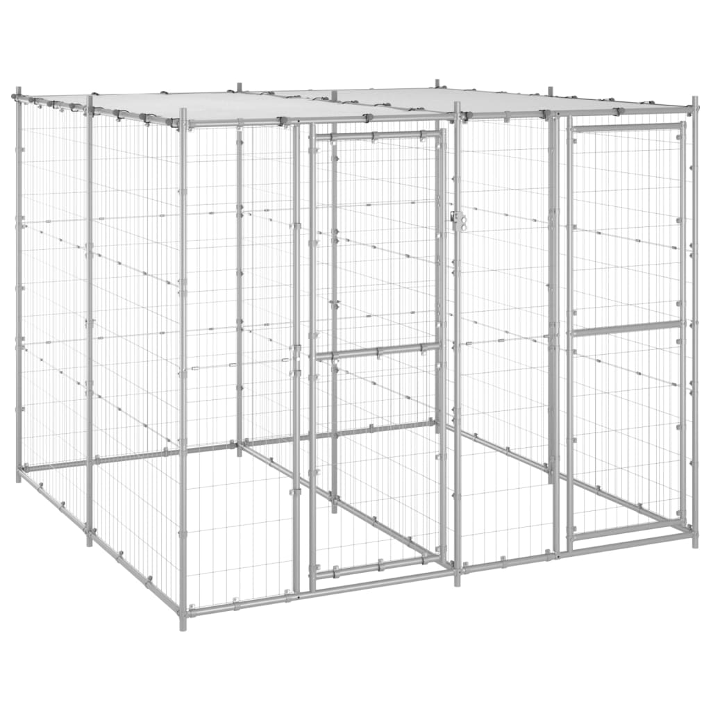 VidaXL dog kennel with roof 4.84 m² galvanized steel