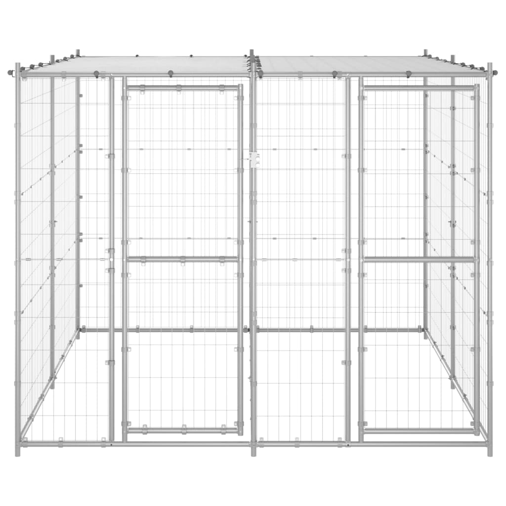 VidaXL dog kennel with roof 4.84 m² galvanized steel