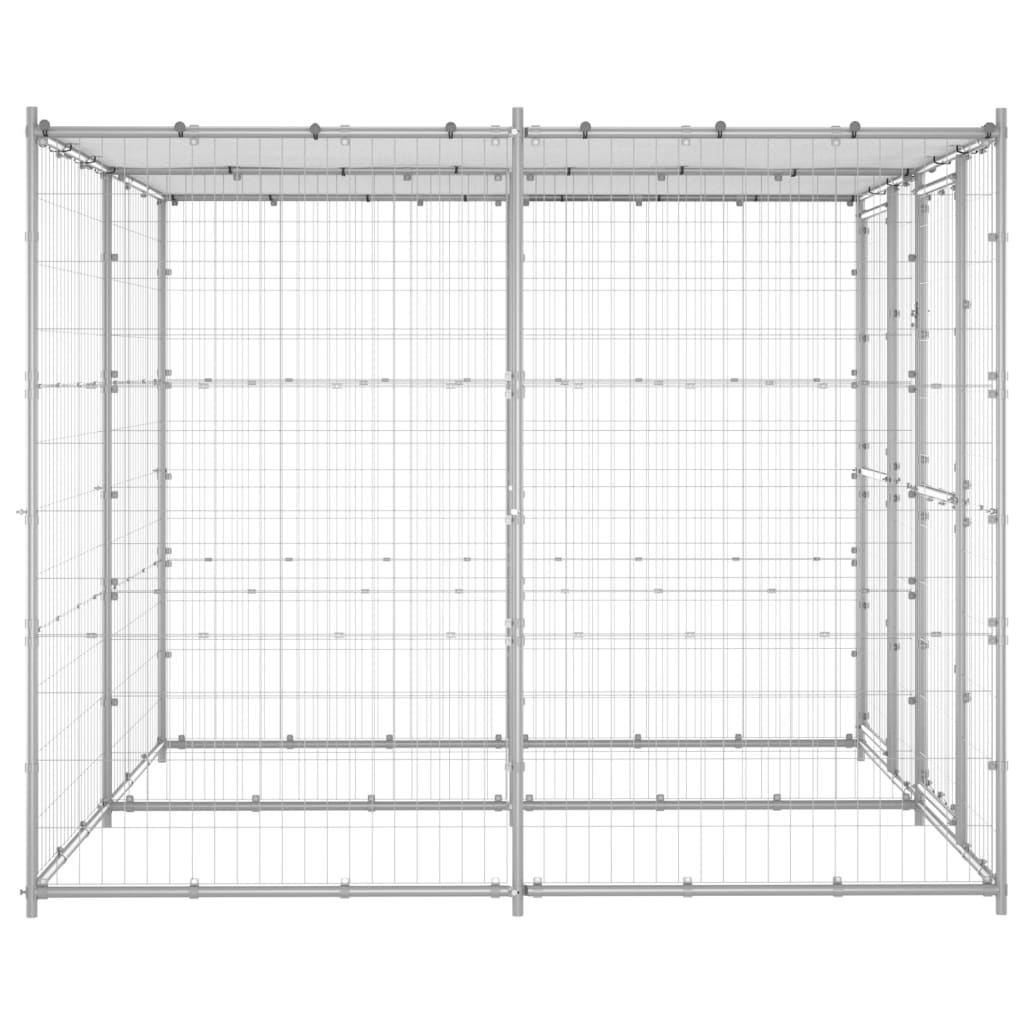 VidaXL dog kennel with roof 4.84 m² galvanized steel