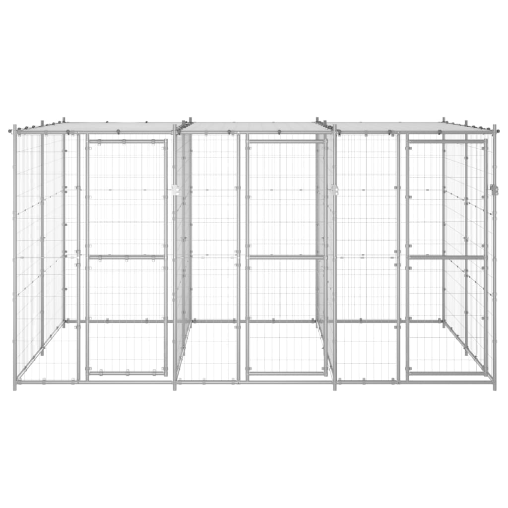 Vidaxl dog kennel with roof 7.26 m² galvanized steel