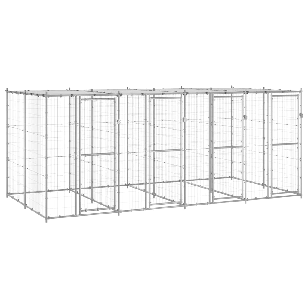 VidaXL dog kennel with roof 9.68 m² galvanized steel