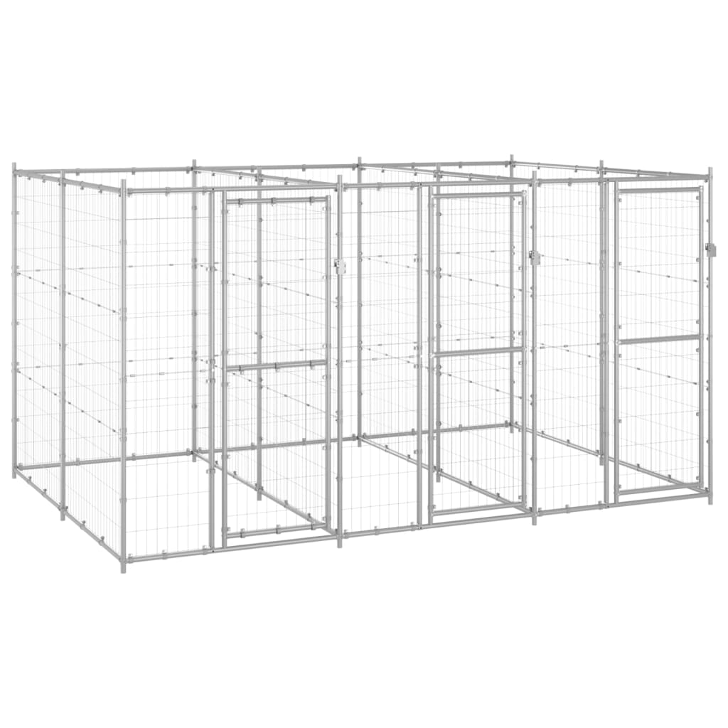 VidaXL Dog Kennel 7.26 m² galvanized steel