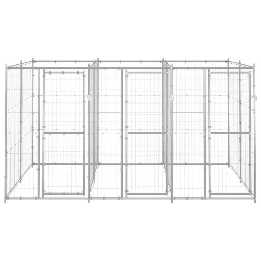 VidaXL Dog Kennel 7.26 m² galvanized steel