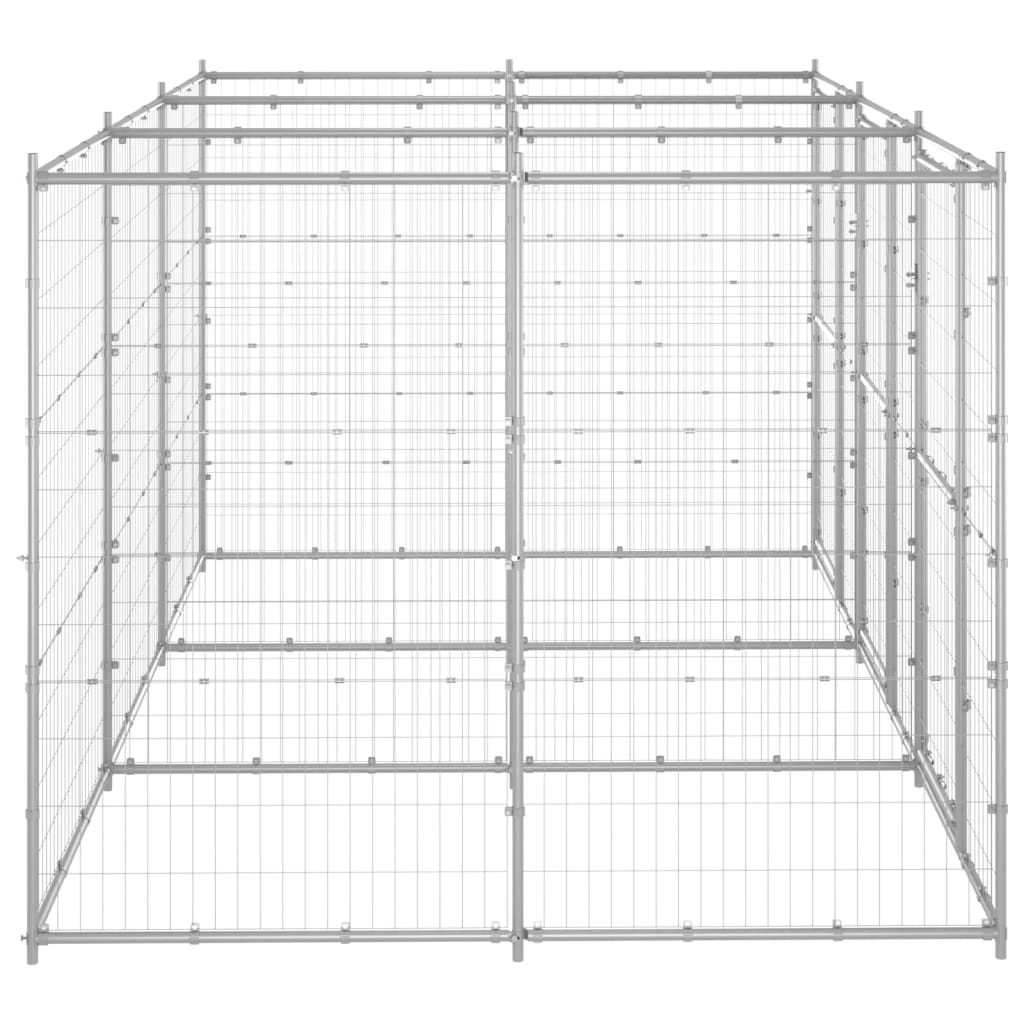 VidaXL Dog Kennel 7.26 m² galvanized steel