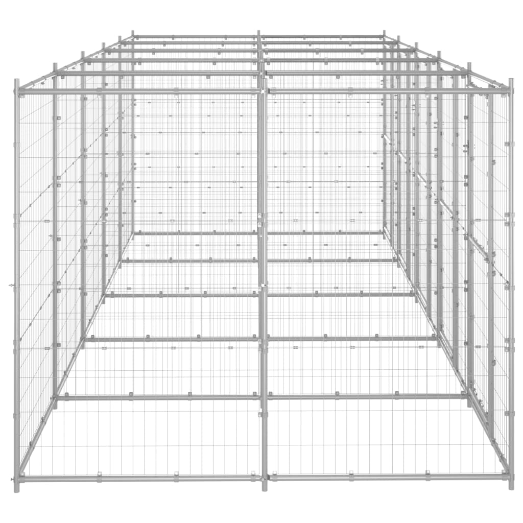 Vidaxl Dog Kennel 12.1 m² Galvanized Steel