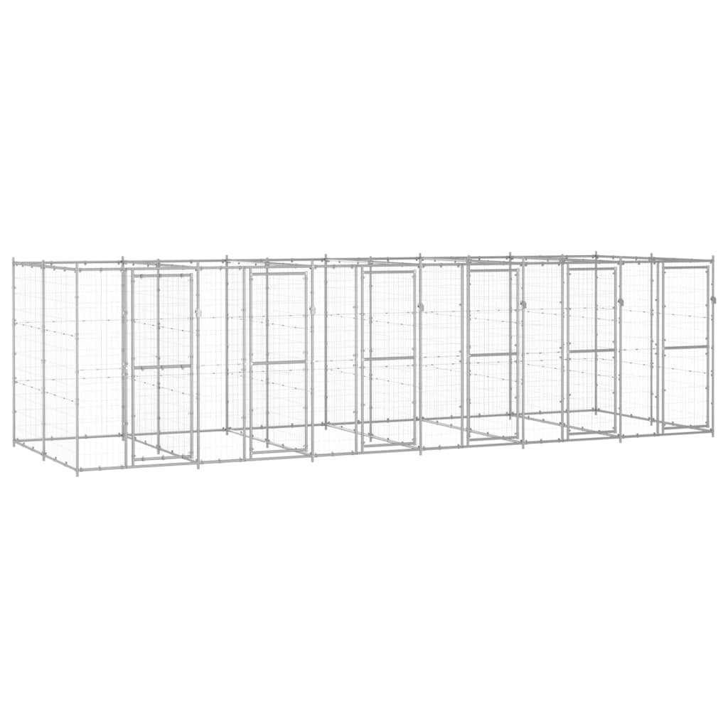 Vidaxl dog kennel 14.52 m² galvanized steel