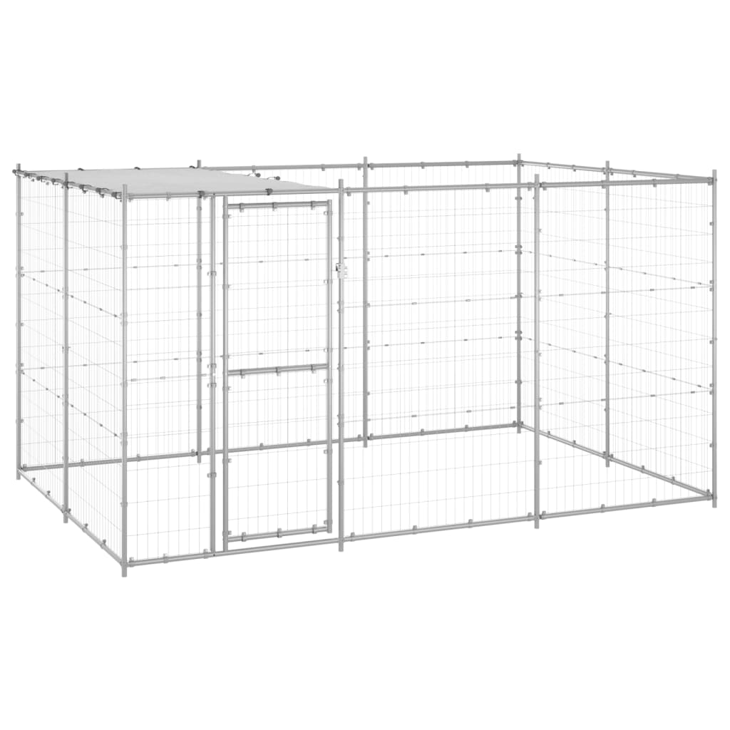 Vidaxl dog kennel with roof 7.26 m² galvanized steel