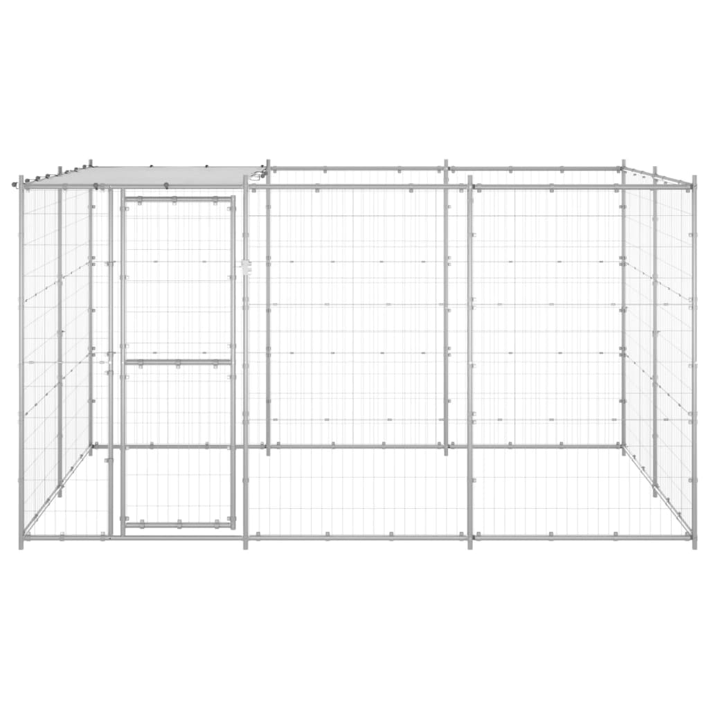 Vidaxl dog kennel with roof 7.26 m² galvanized steel