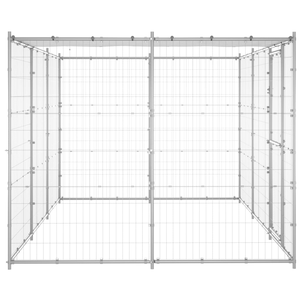 Vidaxl dog kennel with roof 7.26 m² galvanized steel