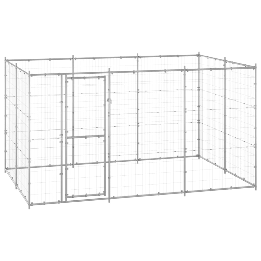 VidaXL Dog Kennel 7.26 m² galvanized steel