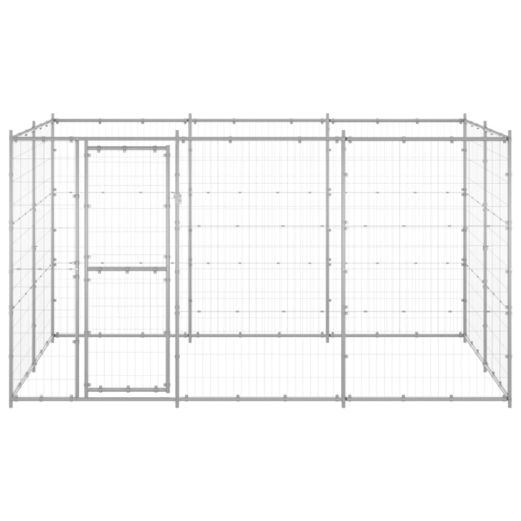 VidaXL Dog Kennel 7.26 m² galvanized steel