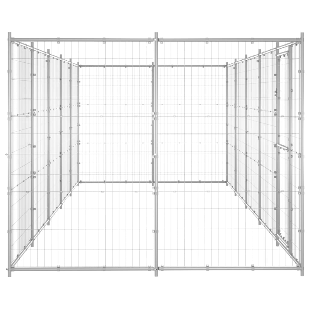 Vidaxl Dog Kennel 12.1 m² Galvanized Steel