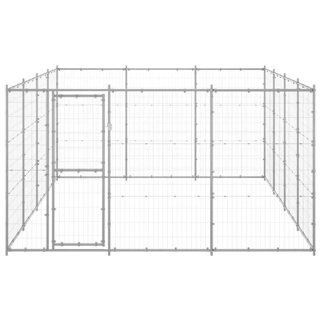 Vidaxl dog kennel 14.52 m² galvanized steel