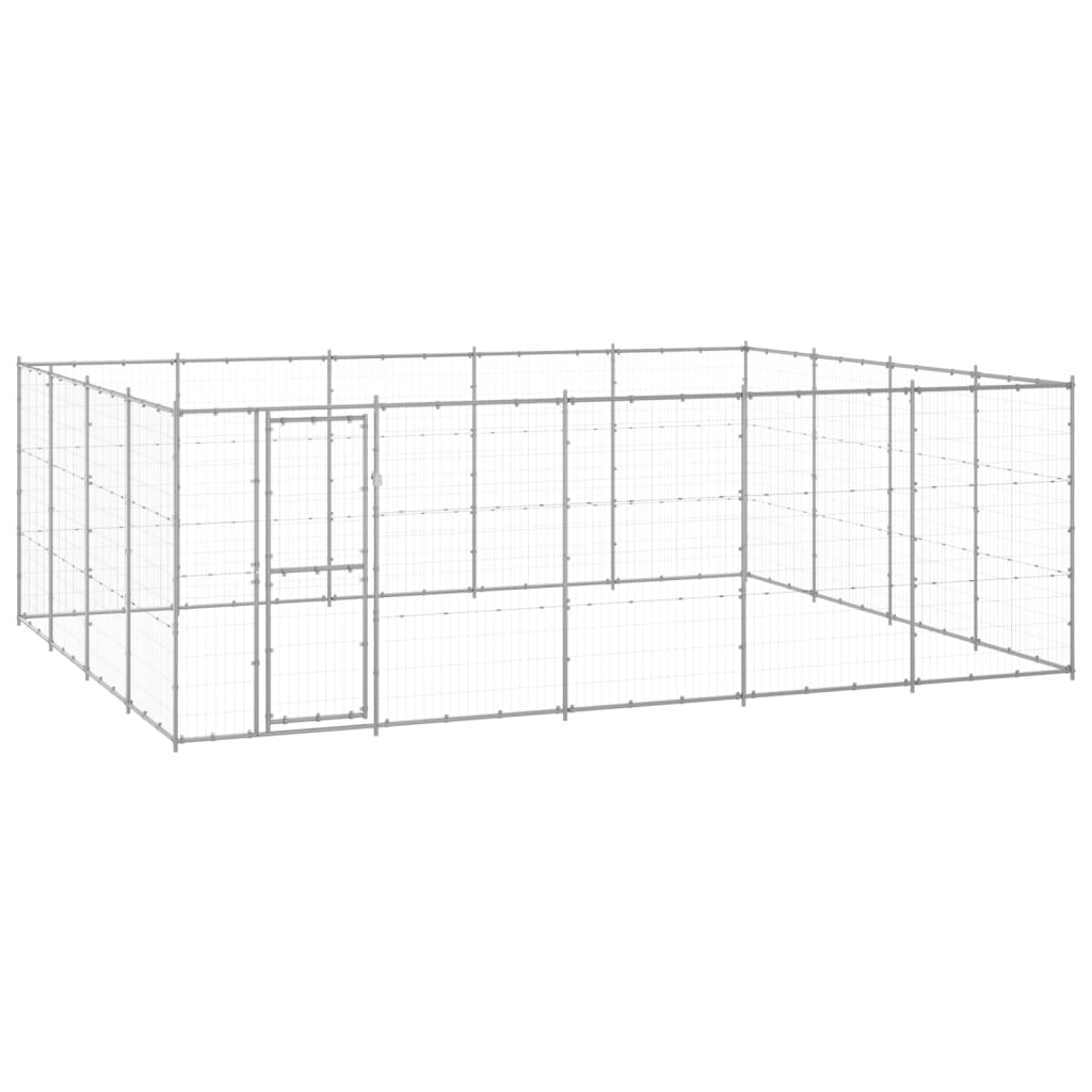 Vidaxl Dog Kennel 24,2 m² Galvanizovaná ocel