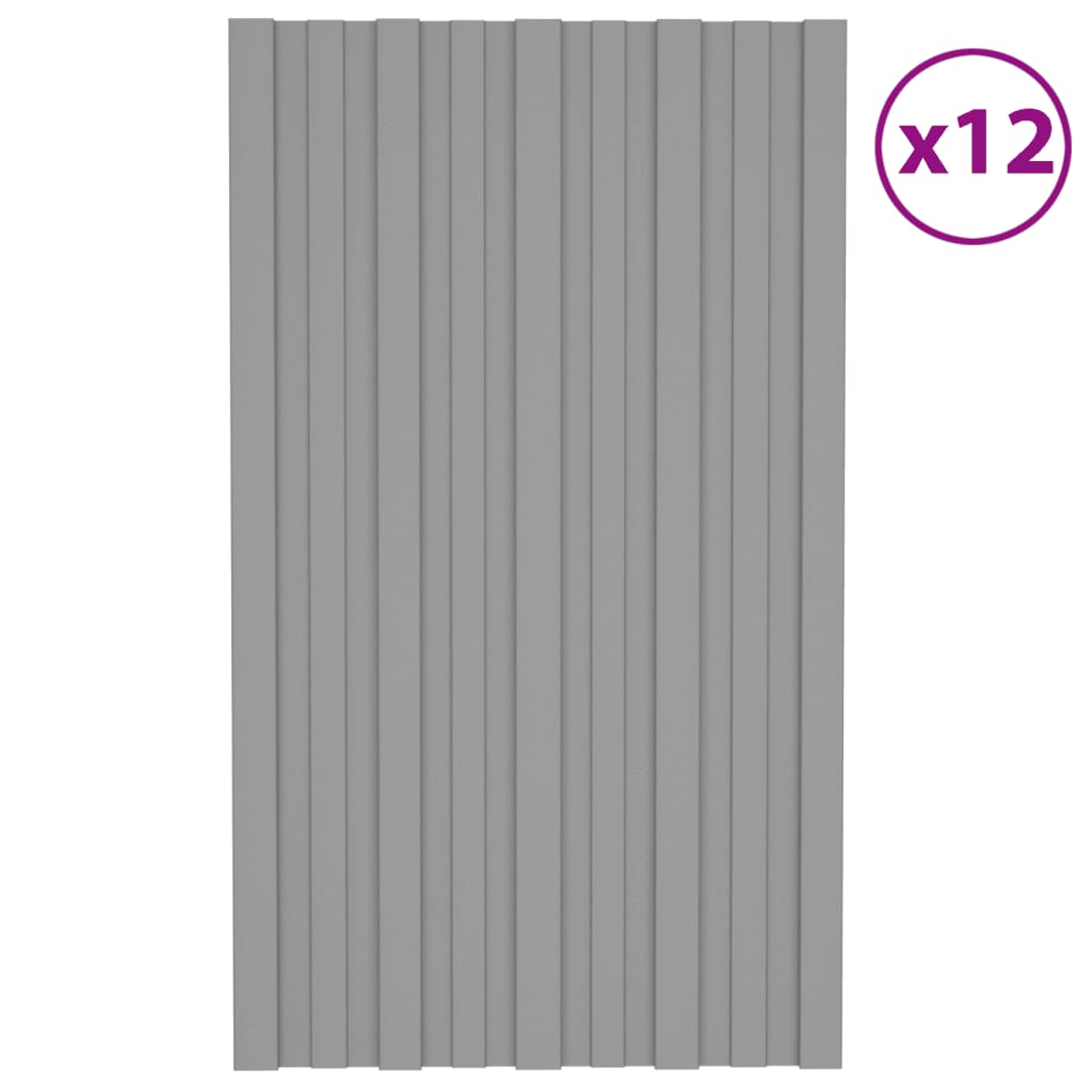 VidaXL roof panels 12 st 80x45 cm galvanized steel gray