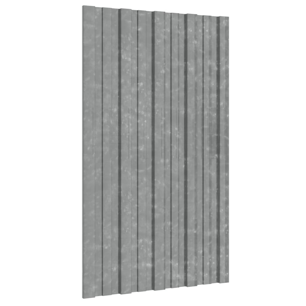 Vidaxl Dach Panels 12 st 80x45 cm galvaniséiert Stol Sëlwer faarweg