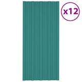 VidaXL Dakpanelen 12 st 100x45 cm gegalvaniseerd staal groen