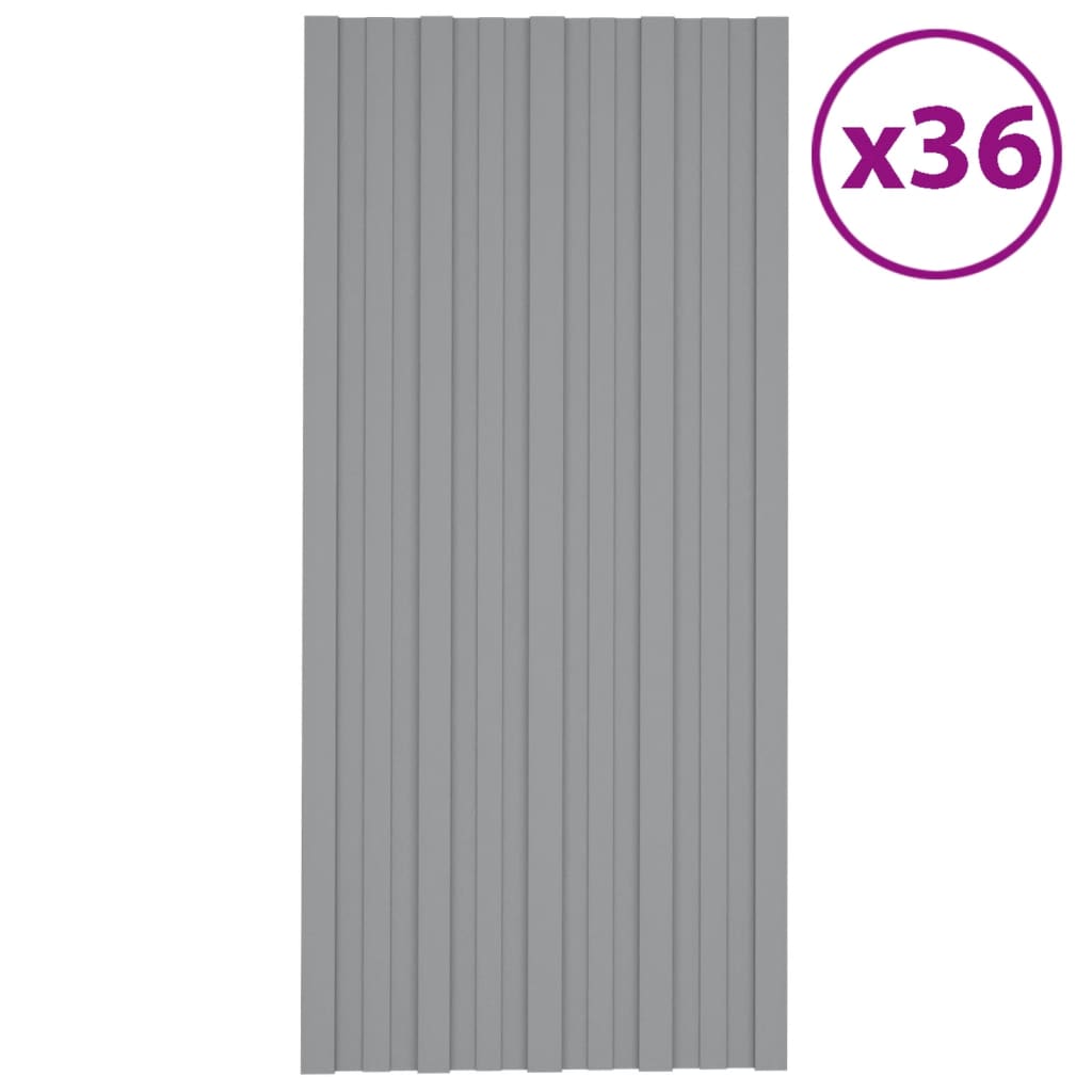 Panneaux de toit vidaxl 36 ST 100x45 cm Gray en acier galvanisé