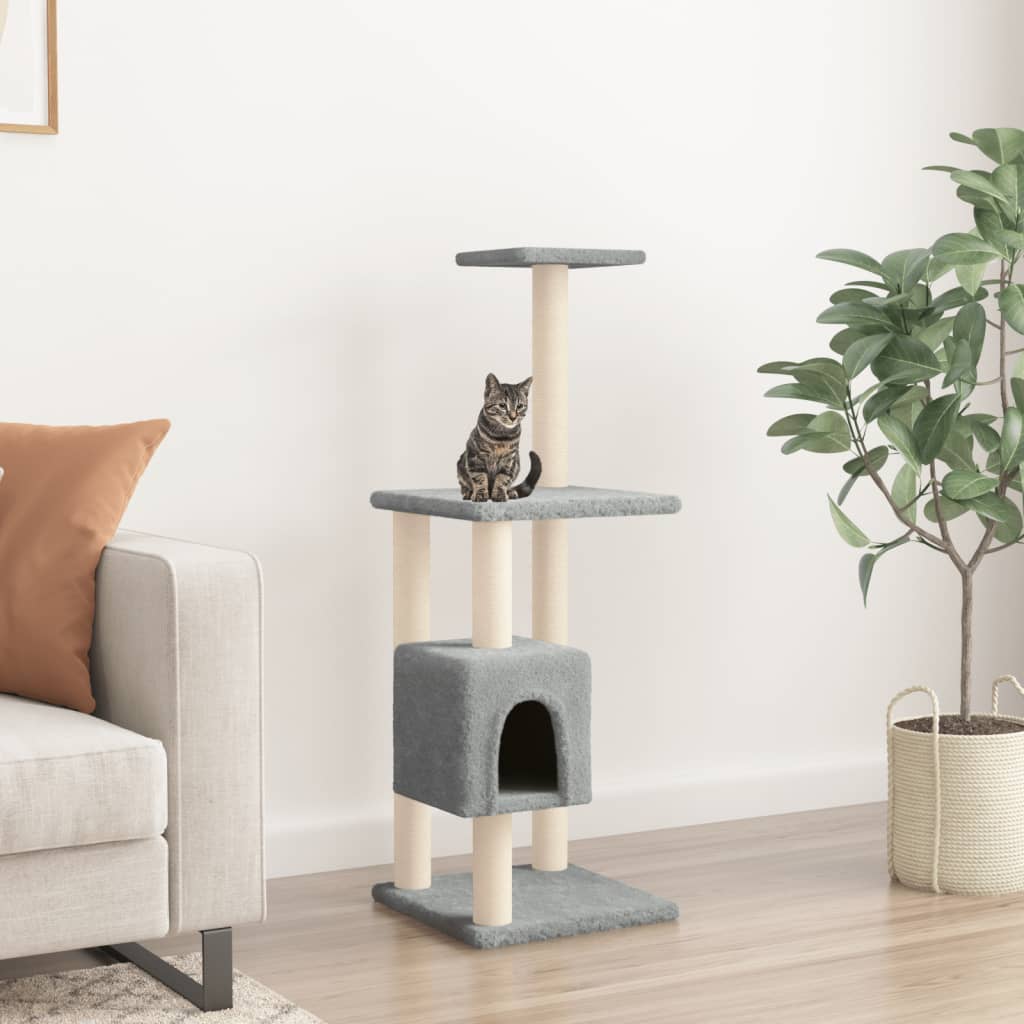 Vidaxl Cat Rastreing Post con postes de rascado de sisal 104 cm de gris claro