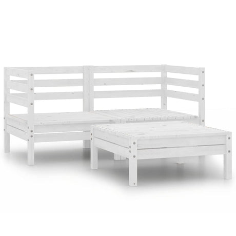 Vidaxl 3-delige loungeset massief grenenhout wit