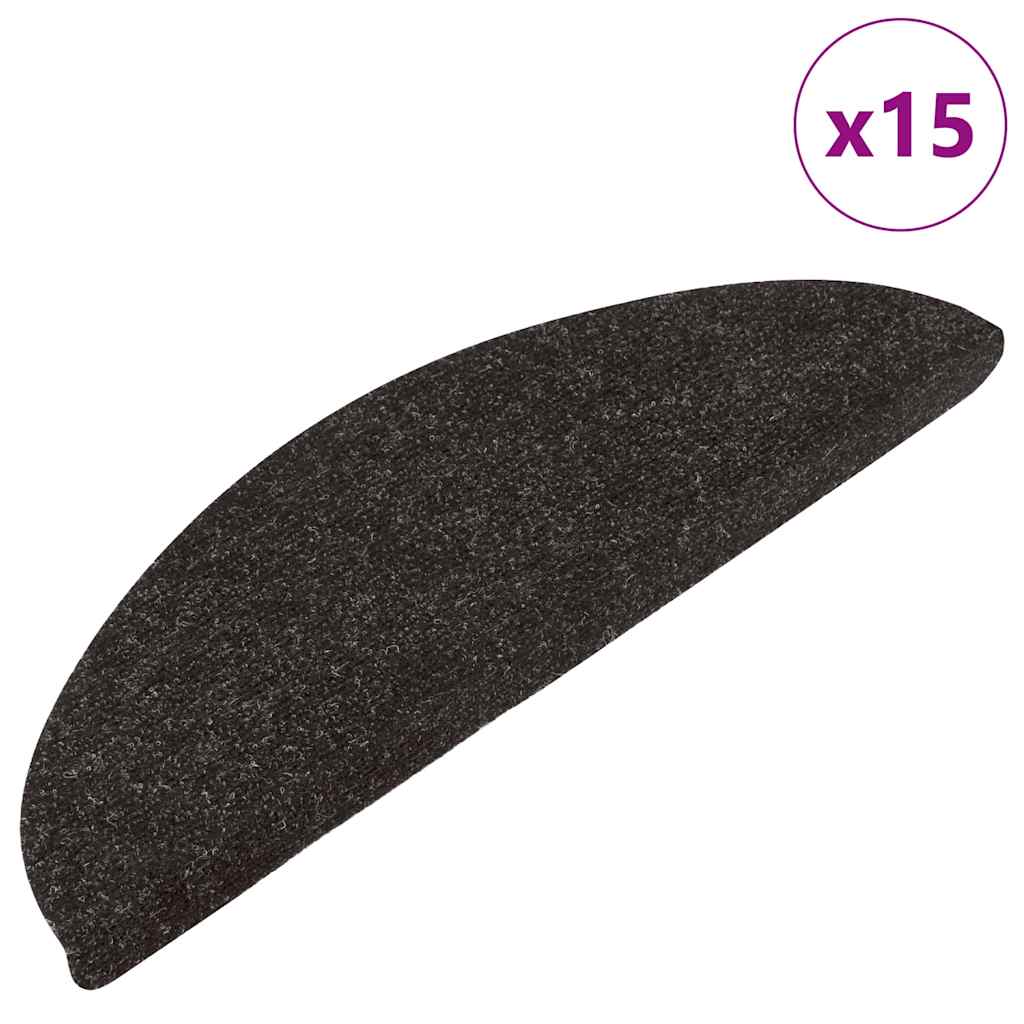 Vidaxl stair mats self -adhesive 15 st 56x17x3 cm black