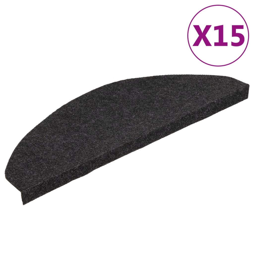 Esteras de escalera de Vidaxl autoadhesivo 15 st 65x22.5x3.5 cm negro