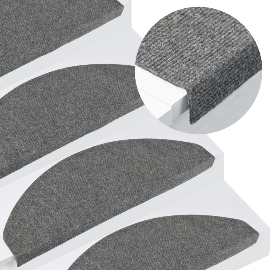 Vidaxl stair mats self -adhesive 15 st 65x22.5x3.5 cm gray