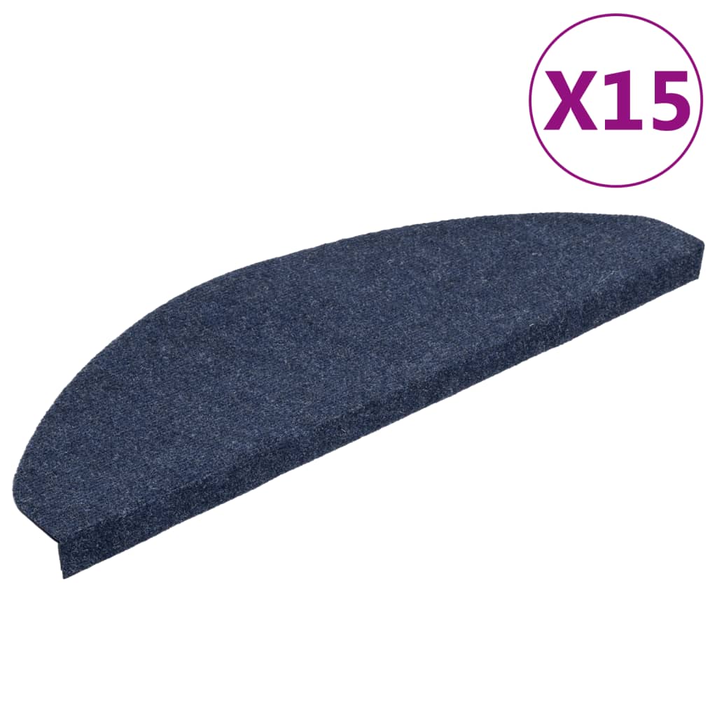 Esteras de escalera de Vidaxl autoadhesivo 15 st 65x22.5x3.5 cm azul