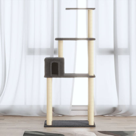 Vidaxl Kaz kraazt Post mat Sisal kraazt Posts 147 cm donkel gro