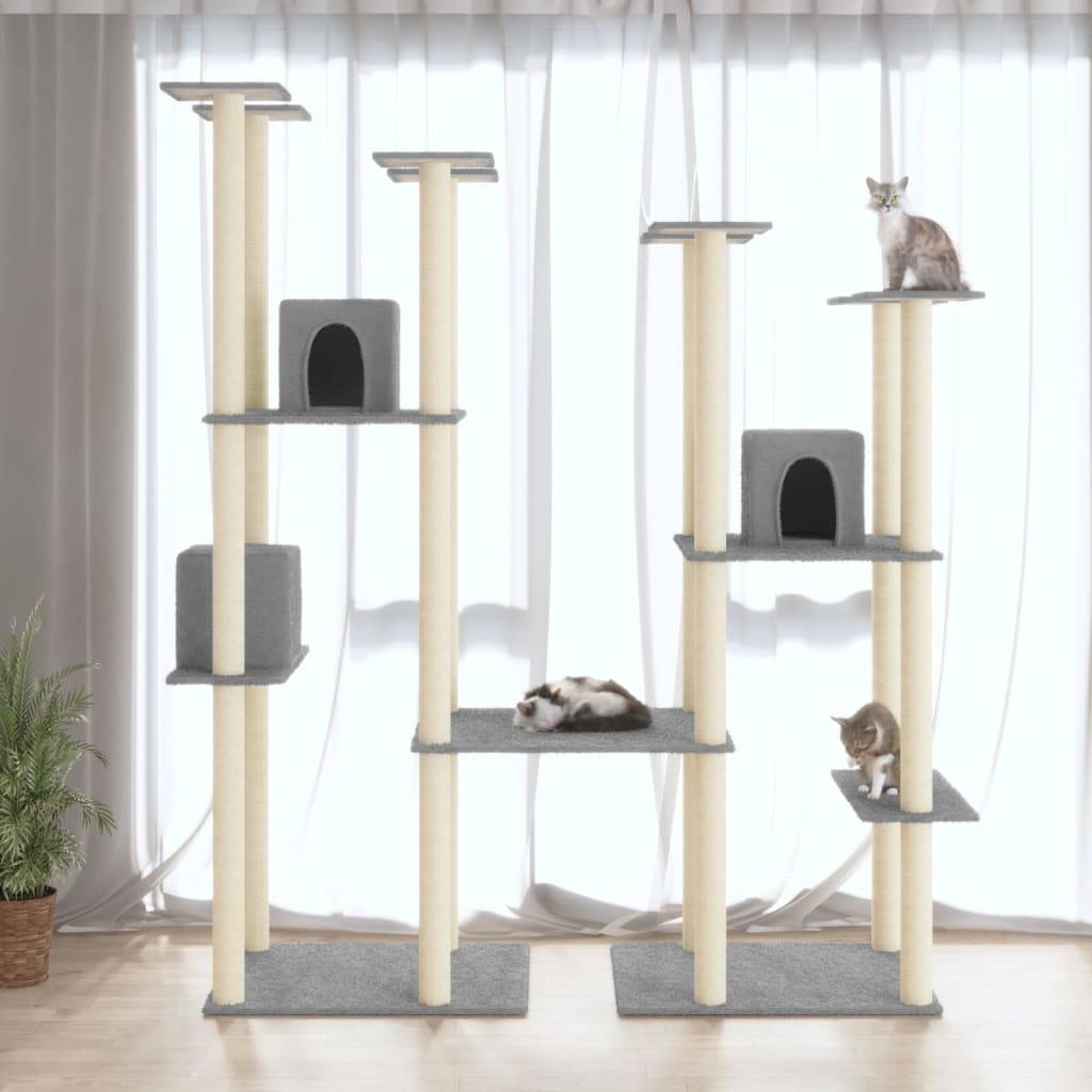 VidaXL Kattenmeubel met sisal krabpalen 174 cm lichtgrijs