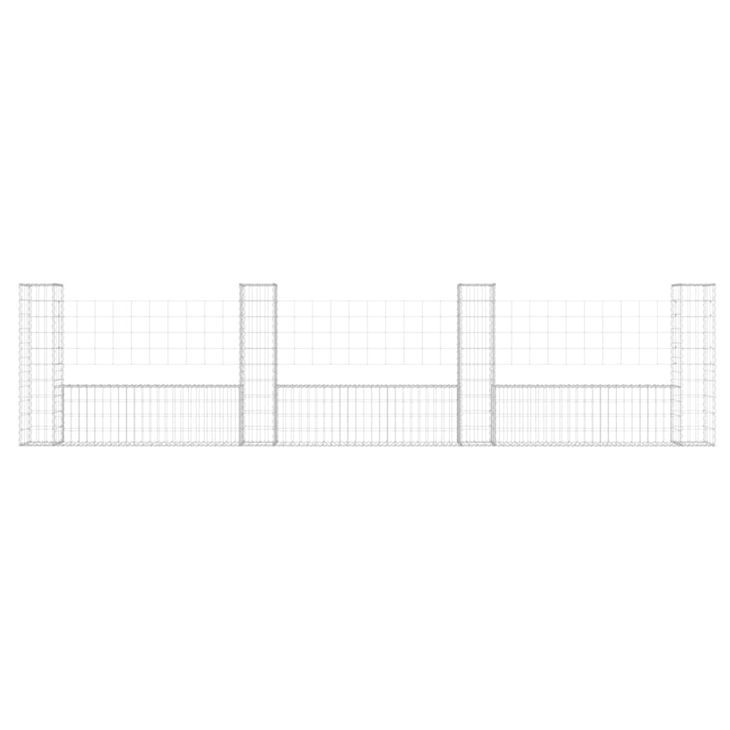 Vidaxl Schanskorf U-formet med 4 stolper 380x20x100 cm jern