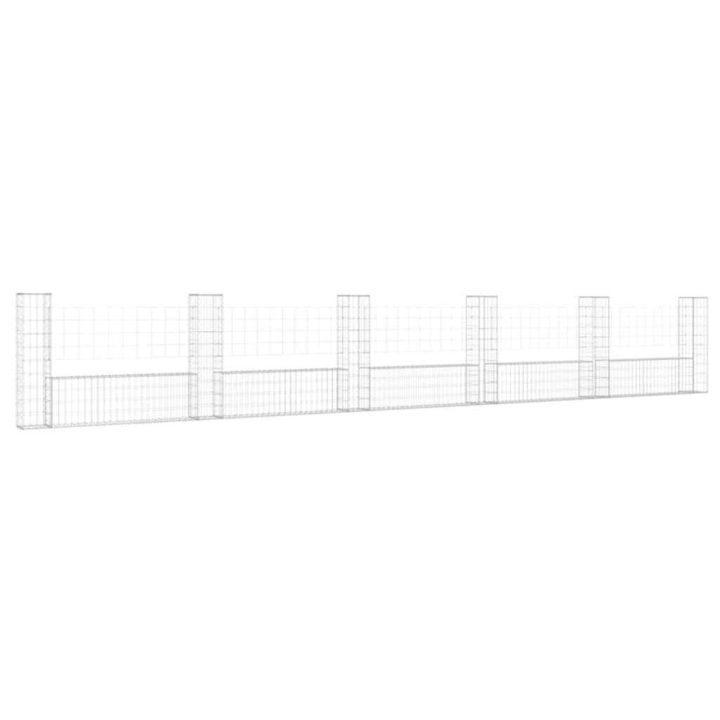 Vidaxl Schanskorf U-formad med 6 stolpar 620x20x100 cm järn