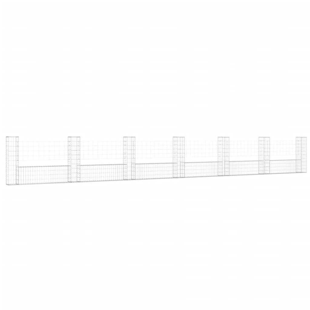 Vidaxl Schanskorf U-förmig mit 7 Pfosten 740x20x100 cm Eisen