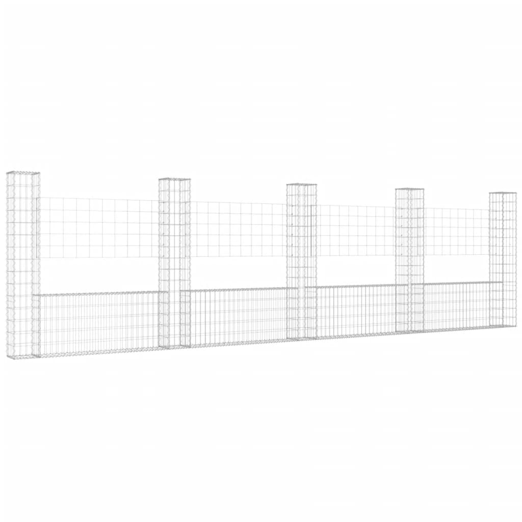 Vidaxl Schanskorf U-shaped with 5 posts 500x20x150 cm iron