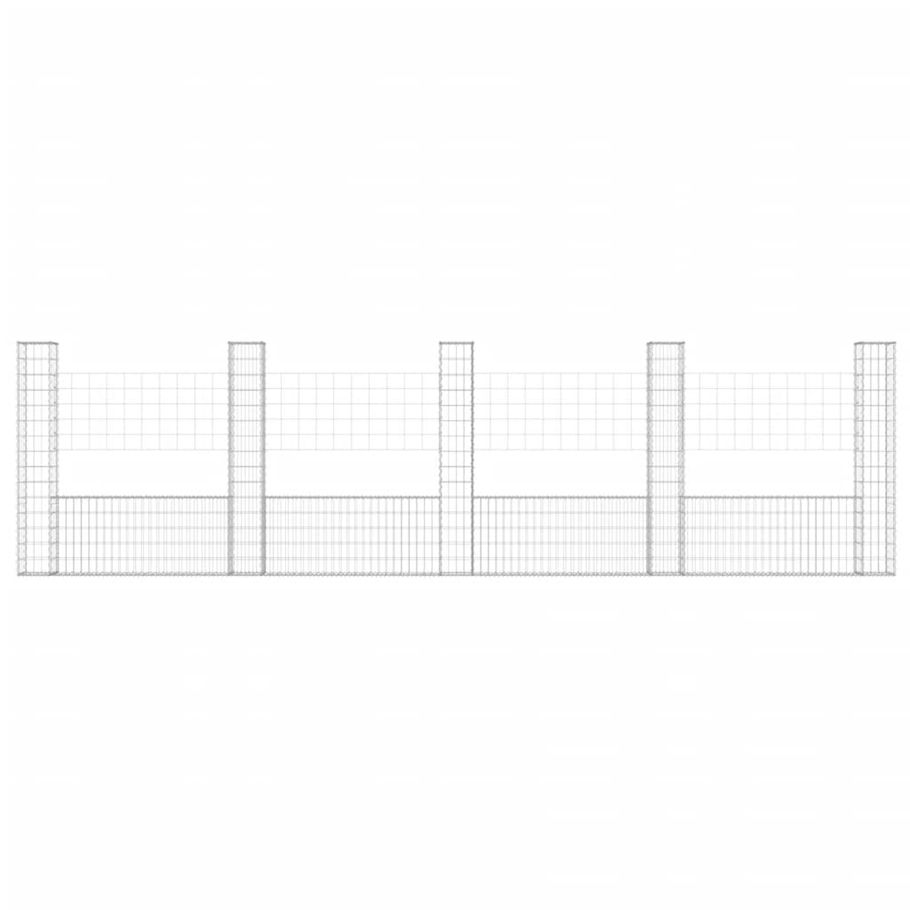 Vidaxl Schanskorf en forma de U con 5 postes 500x20x150 cm de hierro