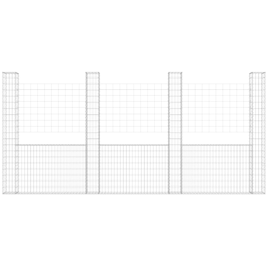 VidaXL Schanskorf U-shaped with 5 posts 500x20x200 cm iron