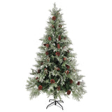 Vidaxl Tree di Natale con coni di pino 195 cm PVC e PE verde e bianco